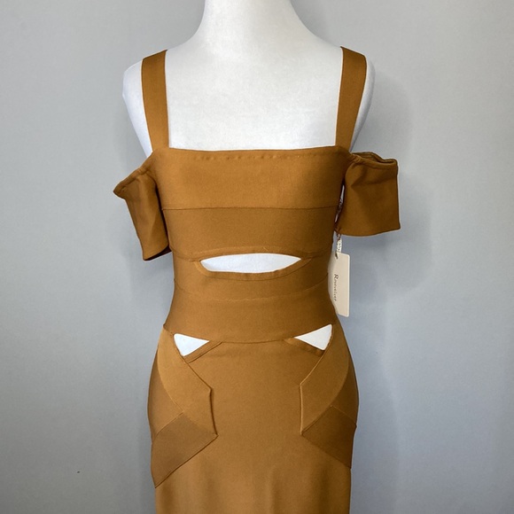 NWT Golden Knitted Body Con Dress with Cutouts @The King Kouture - Picture 8 of 9